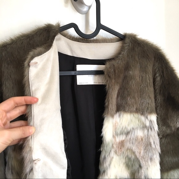 Zara Multi-color Contrasting Faux Fur Jacket Coat - Picture 11 of 15